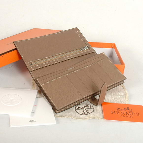 High Quality Hermes Bearn Japonaise Original Leather Wallet H8022 Grey Fake - Click Image to Close